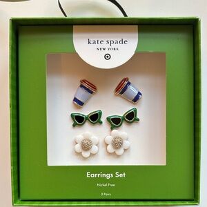 Kate Spade Green, Blue, and White Earrings Set